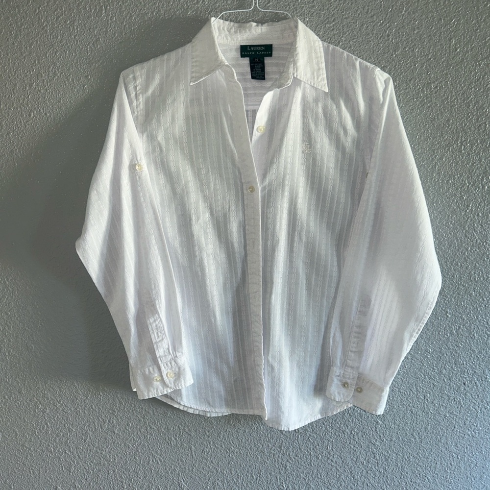 Lauren Ralph Lauren Textured White Dress Shirt - Picture 6 of 9